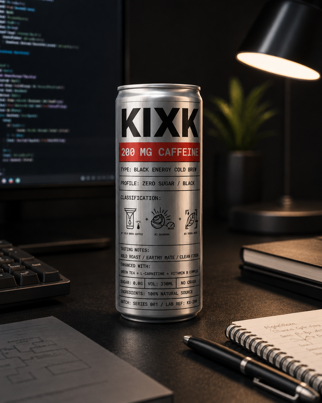 KIXK can on a modern work desk
