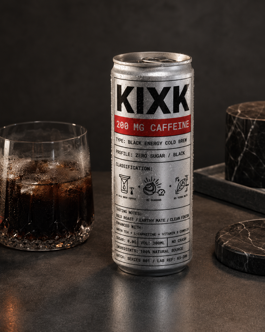 Chilled KIXK coffee can served with ice