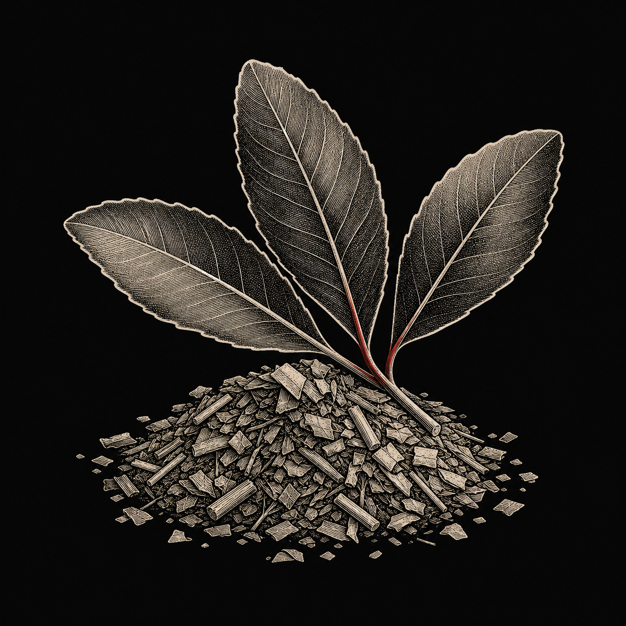 Line illustration of yerba mate leaves