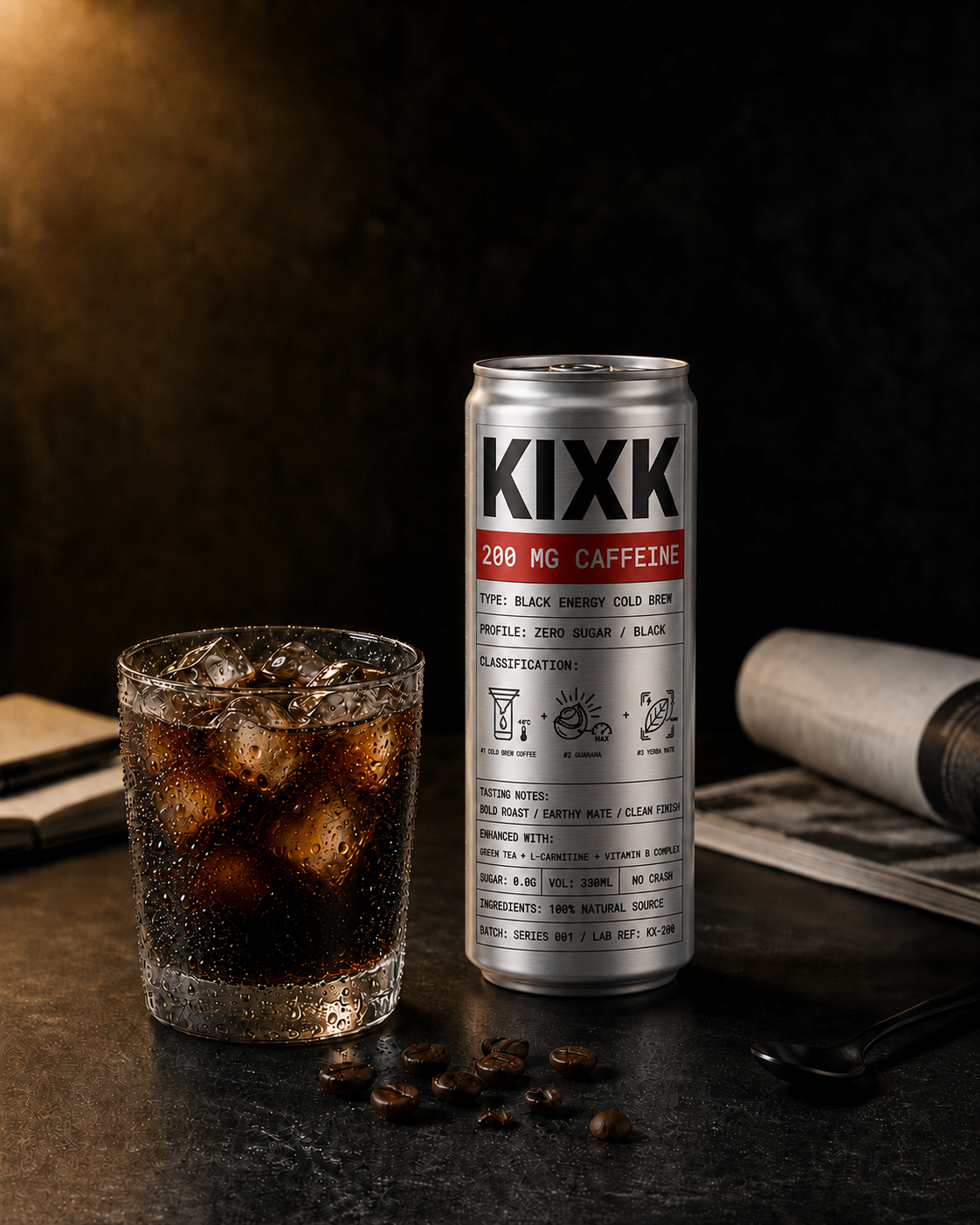 KIXK black energy cold brew served over ice